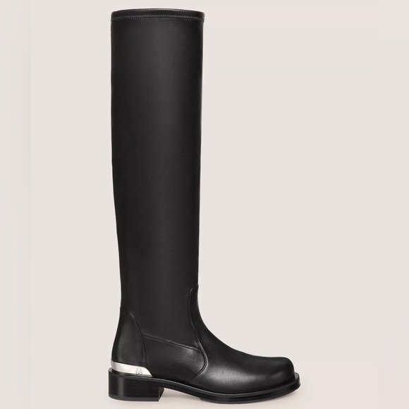 NIB Stuart Weitzman Mercer Bold Logo Slouch Black Boots Size 11 - Current Style - Picture 6 of 12